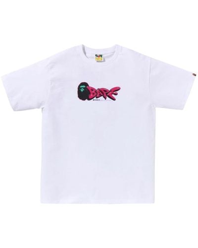 A Bathing Ape Logo-print cotton T-shirt - Bianco