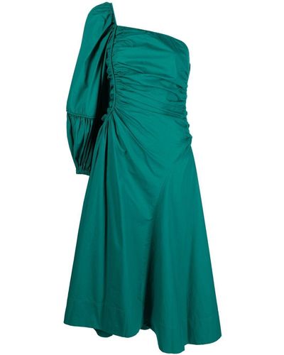 Ulla Johnson Ruched-detail One-shoulder Dress - Green