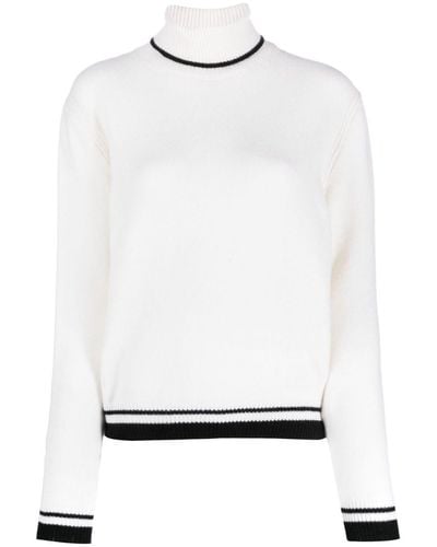 MSGM Stripe-edge Wool-blend Sweater - White