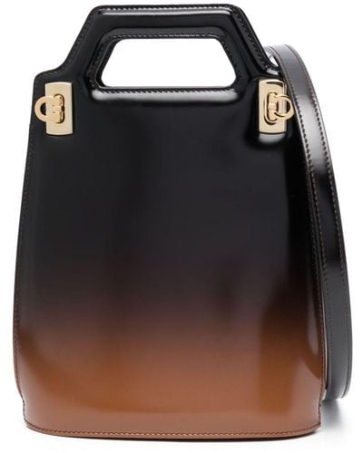 Ferragamo Wanda Ombré-effect Leather Bag - Black