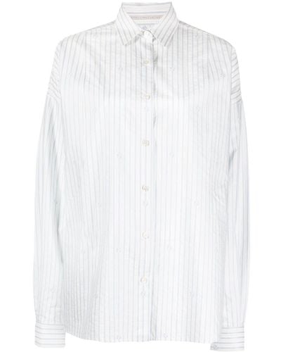 Stella McCartney Chemise rayée à manches longues - Blanc