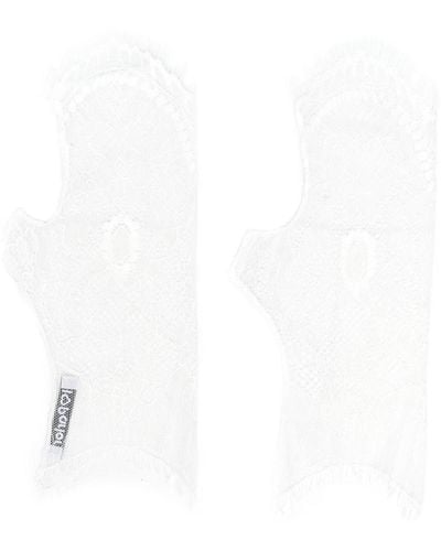 Parlor Lace-pattern Frayed-edge Gloves - White