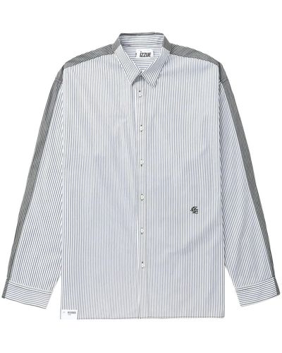 Izzue Striped Cotton Shirt - Grey
