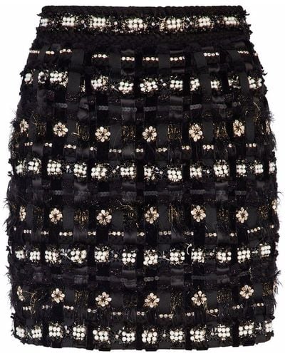 Dolce & Gabbana Falda corta con detalles - Negro