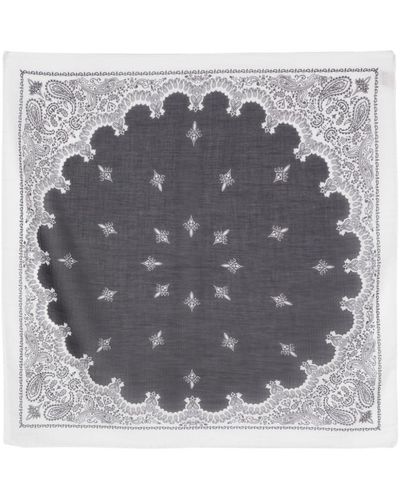 Destin Paisley-print Cotton Scarf - Gray