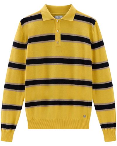 Woolrich Melton Striped Knitted Polo Shirt - Yellow