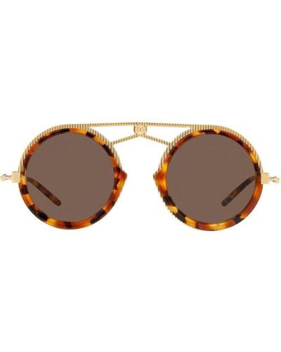 Dolce & Gabbana Tortoiseshell Pilot Frame Sunglasses - Brown
