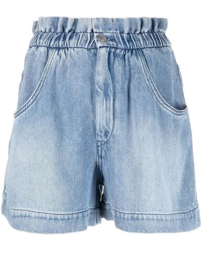 Isabel Marant Pantalones vaqueros cortos con cintura fruncida - Azul