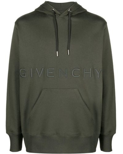 Givenchy 4g-embroidered Cotton Hoodie - Green