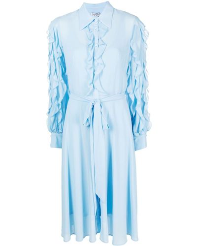 Baruni Robe-chemise Theresa à coupe mi-longue - Bleu