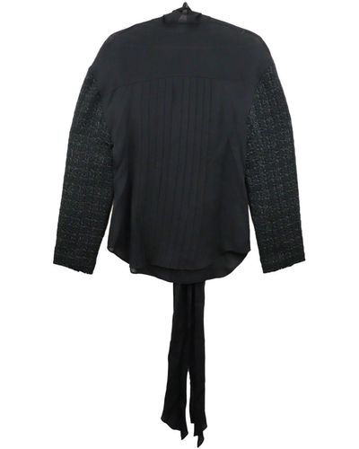 Undercover Tweed-sleeved Silk Shirt - Black