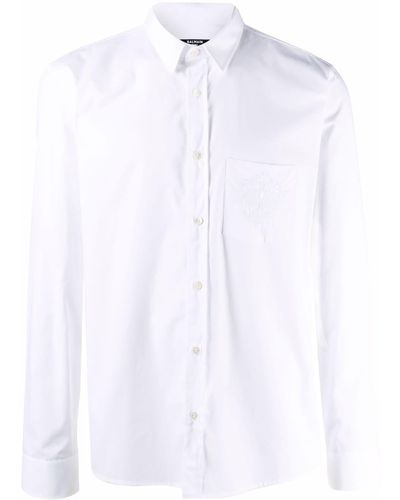 Balmain Embroidered-logo Cotton Shirt - White