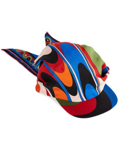 Emilio Pucci Abstract-pattern Silk Visor Hat - Blue