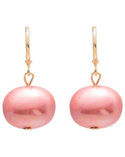 Serpui Pearl-drop Hoop Earrings - Pink