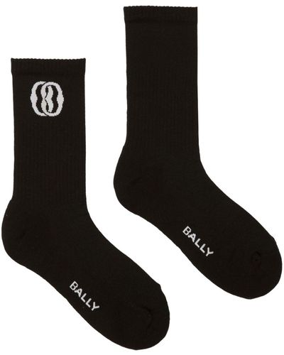 Bally Gerippte Socken mit Intarsien-Logo - Schwarz