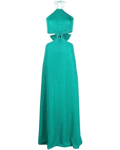 Oséree Lumièrie Cut-out Lurex Maxi Dress - Green