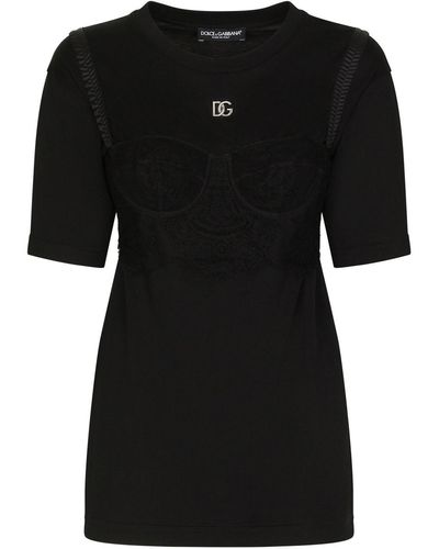 Dolce & Gabbana ブラレットディテール Tシャツ - ブラック