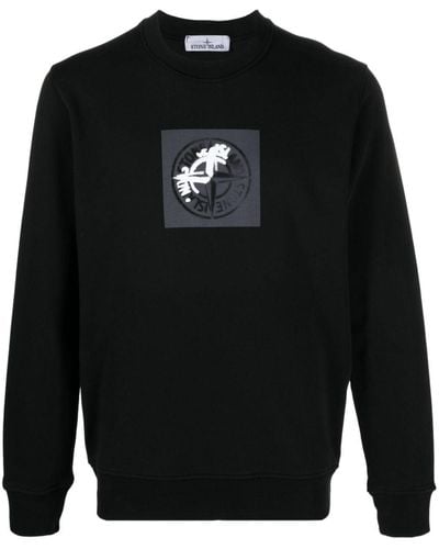 Stone Island Katoenen Sweater Met Logoprint - Zwart