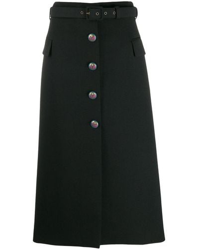 Givenchy Jupe mi-longue à boutonnière devant - Noir