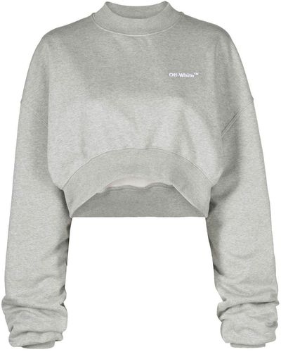 Off-White c/o Virgil Abloh Oversized-sleeve Cropped Sweatshirt - Grey