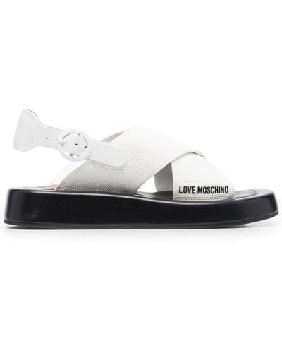 Love Moschino Logo-plaque Open-toe Sandals - White