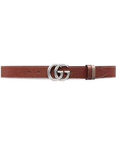 Gucci Cintura con logo GG Marmont reversibile - Marrone