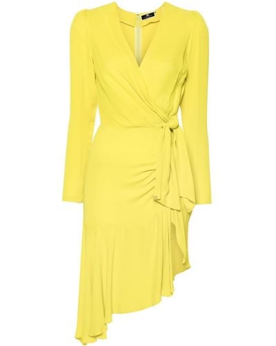 Elisabetta Franchi Crepe Asymmetric Midi Dress - Yellow