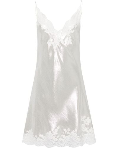 Carine Gilson Lace-trim Lurex Slip Dress - White