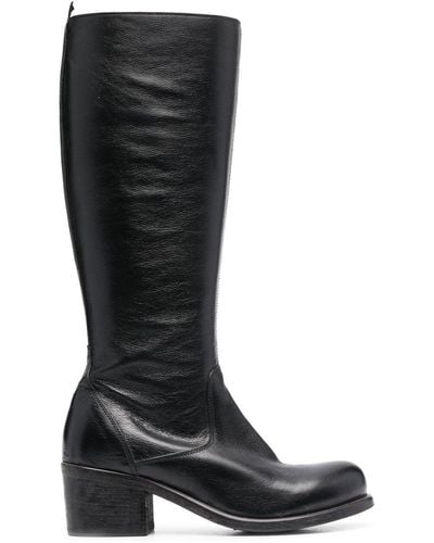Moma Calf-length Block Heel Boots - Black