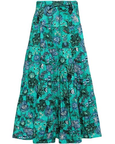 Ulla Johnson Floral-print Poplin Maxi Skirt - Blue