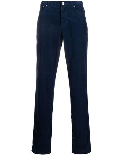 Brunello Cucinelli Pantalones ajustados de pana - Azul