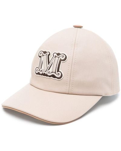 Max Mara Logo-Appliqué Cotton-Blend Hat - Natural