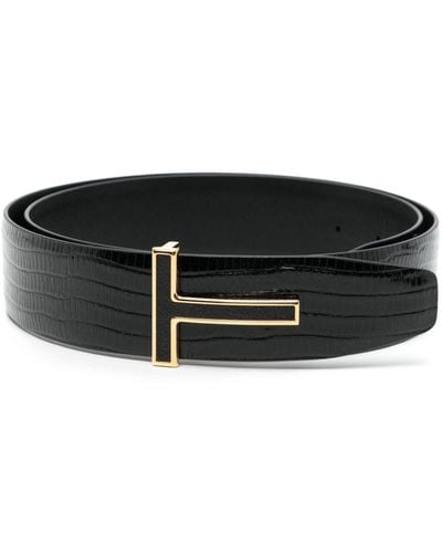 Tom Ford T Ridge Leather Belt - Black