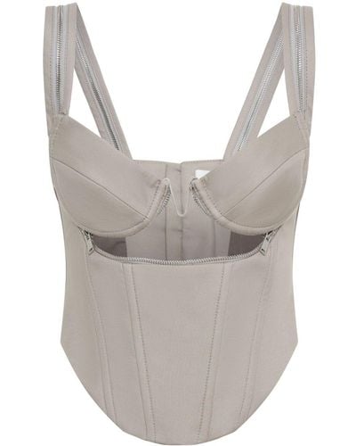 Dion Lee Paneled Zipped Bustier Top - Gray