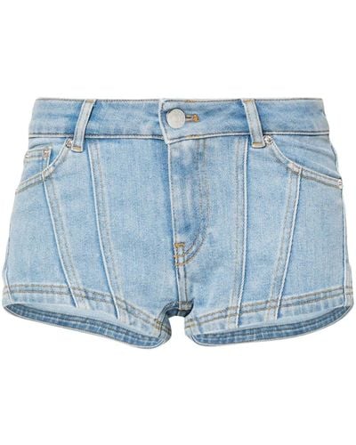 Mugler Pantalones vaqueros cortos mini de talle bajo - Azul