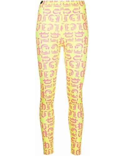 Philipp Plein Gothic Plein High-waisted leggings - Yellow
