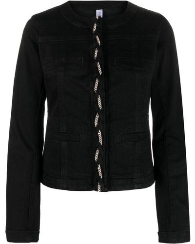 Liu Jo Chain-link Detail Denim Jacket - Black