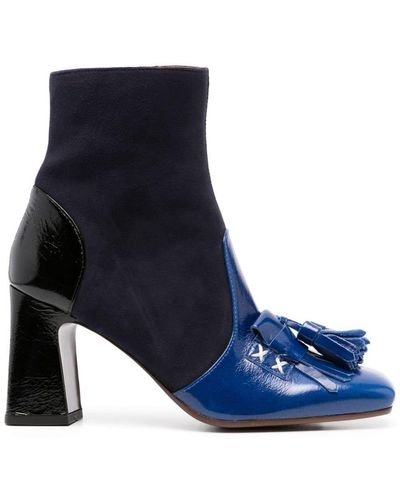 Chie Mihara 85mm Tassel Panelled Leather Boots - Blue