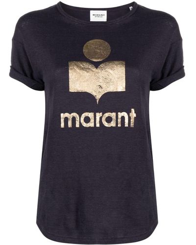 Isabel Marant Koldi T-Shirt aus Leinen - Blau