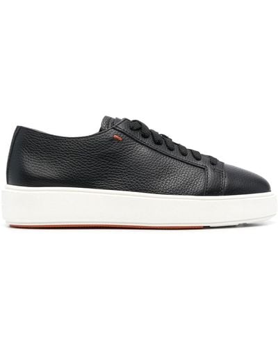 Santoni Leather Lace-up Trainers - Black