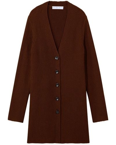 Proenza Schouler Ribbed-knit Belted Cardigan - Brown
