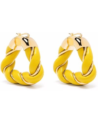 Bottega Veneta Twisted Triangle Hoop Earrings - Yellow