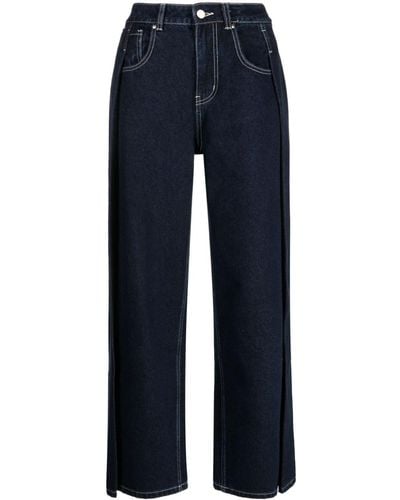 B+ AB Overlapping-panel Wide-leg Jeans - Blue