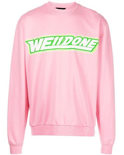 we11done Sweatshirt mit Logo-Print - Pink