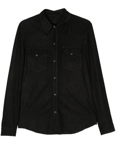 Salvatore Santoro Suede Press-stud Shirt - Black