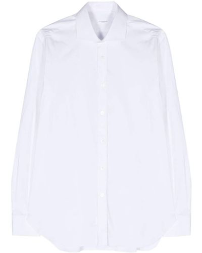 Barba Napoli Spread-collar Cotton-blend Shirt - White