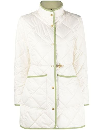 Fay Quilted Single-breasted Coat - Natural
