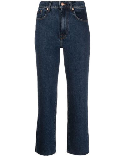7 For All Mankind Logan Raw-cut Cropped Jeans - Blue