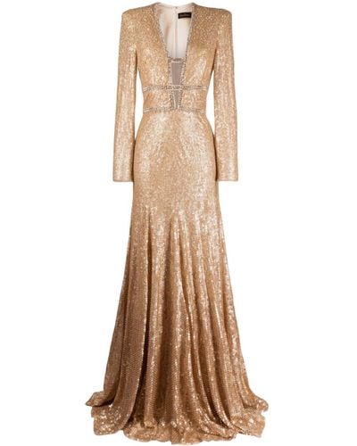 Jenny Packham Celestia Sequined Gown - Natural