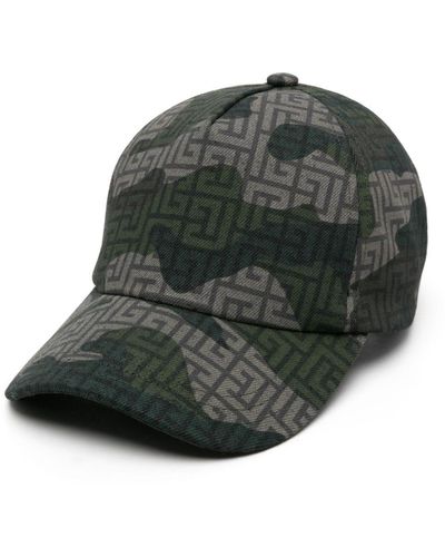 Balmain Pb-monogram Camouflage-print Cap - Grey